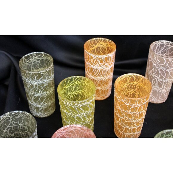 VTG 50s/60s Colorcraft Spaghetti String Carafe Pitcher Glasses Shat-r-Proof Tumb - Picture 8 of 15